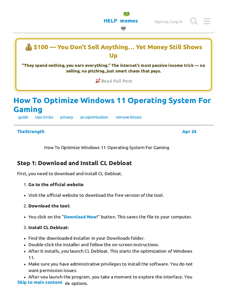 How To Optimize Windows 11 Operating System For Gaming - Tutoria | PDF ...