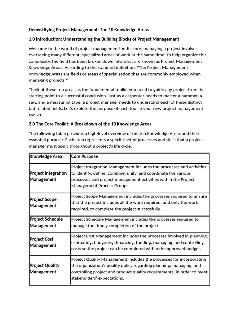 Demystifying Project Management - The 10 Knowledge Areas | PDF ...