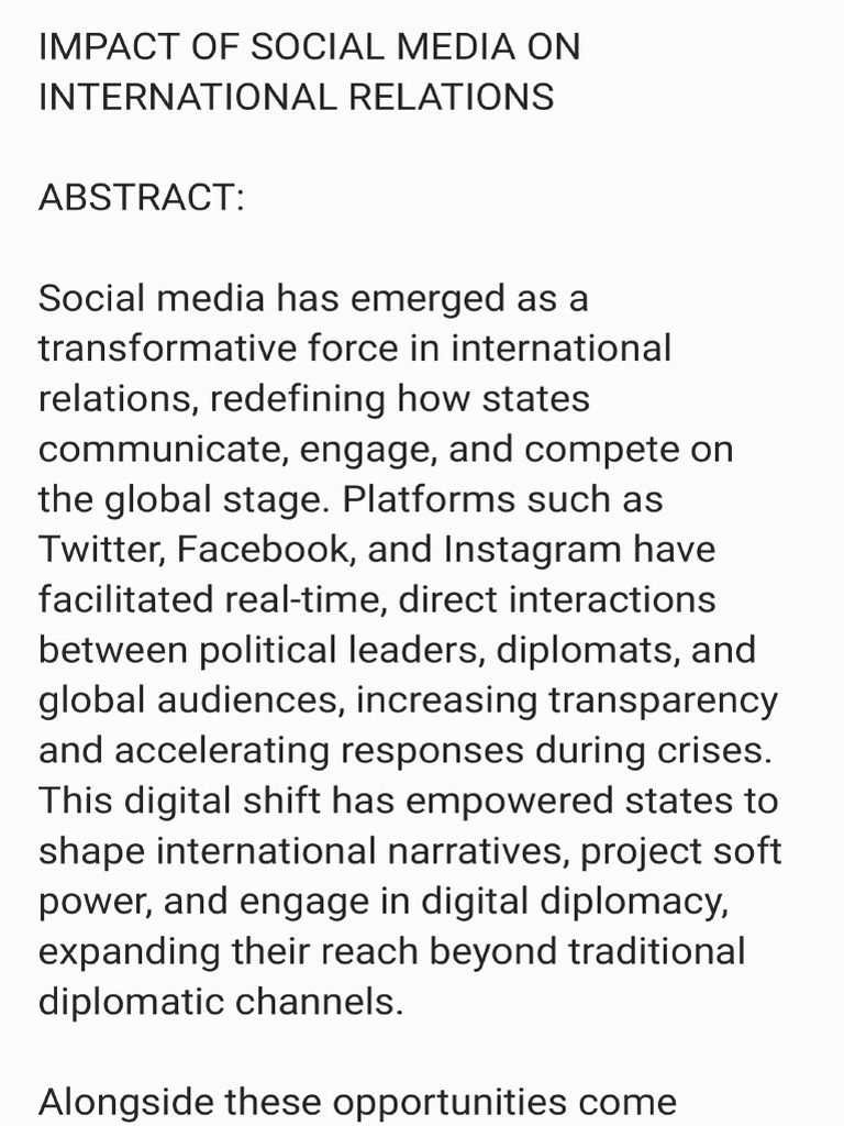 Impact of Social Media On IR | PDF
