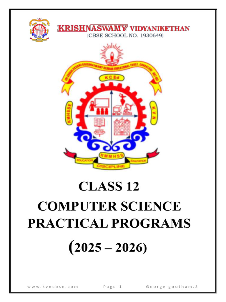 Class 12 Computer Science Programs | PDF