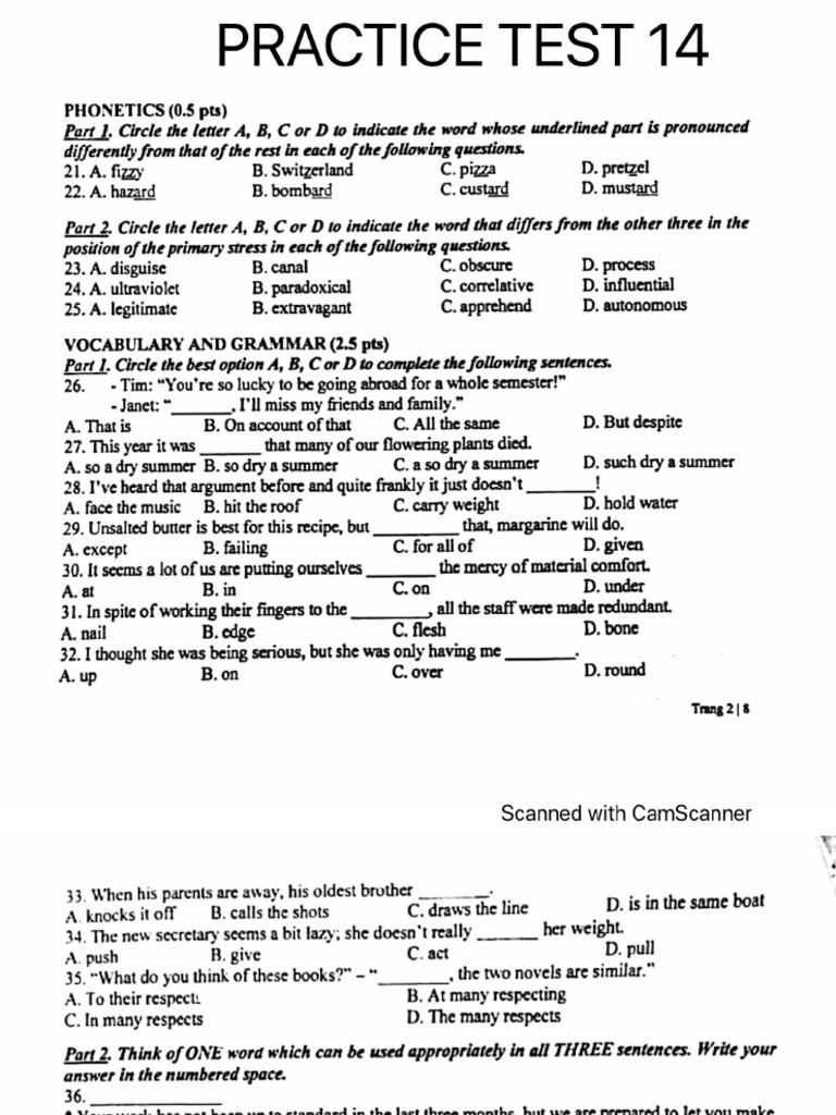 Practice Test 14 | PDF