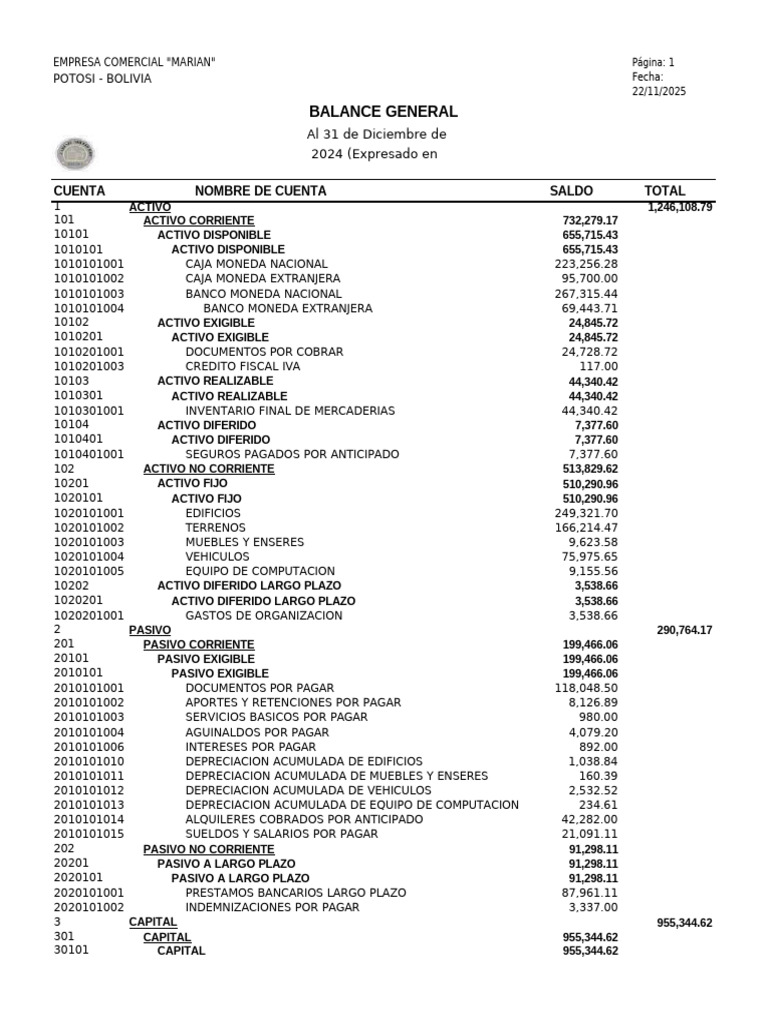 Balance General | PDF | Bancos | Hoja de balance