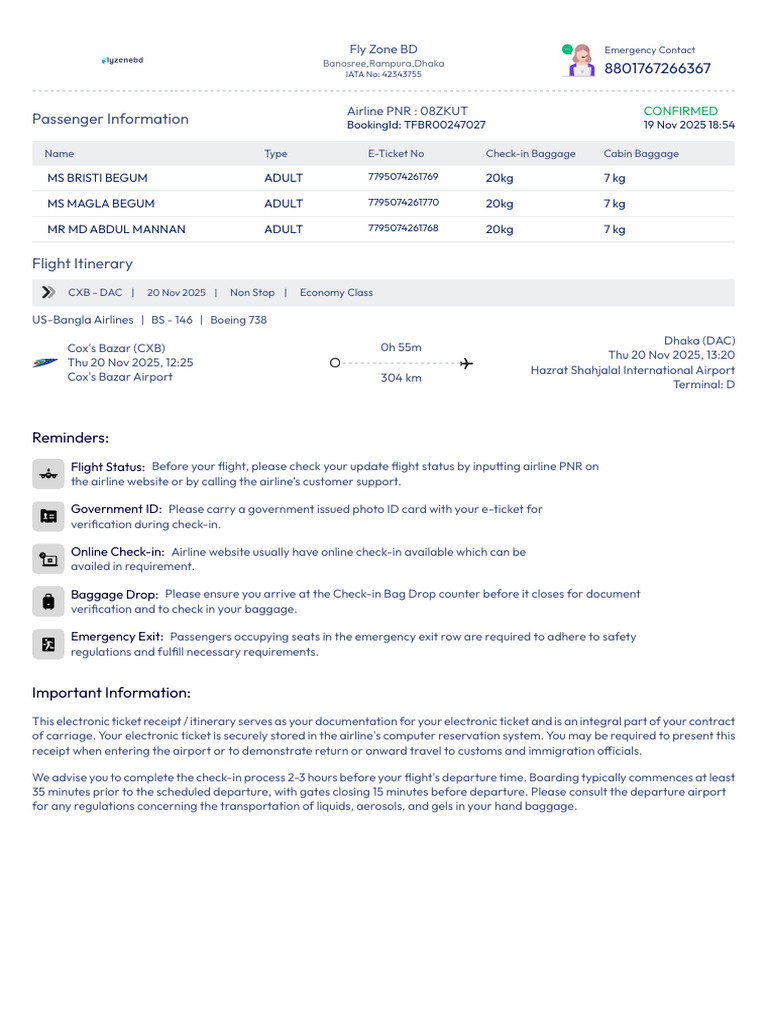 Bristi Begum Tfbr00247027 | PDF | Airlines | Aviation