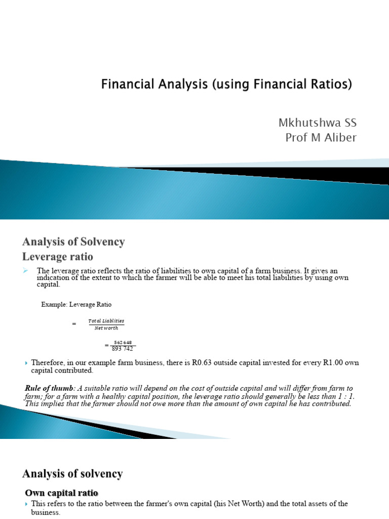 AGE 222 - Lecture 9 - Financial Analysis (Using Financial Ratios) | PDF ...