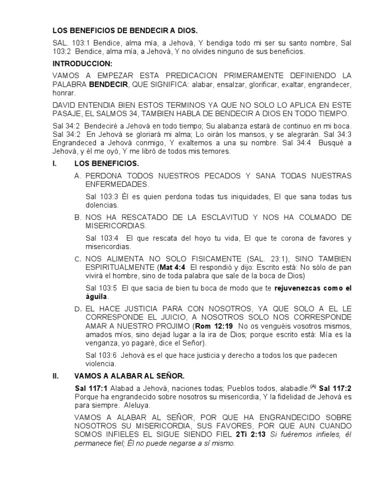 Beneficios de Bendecir a Dios | PDF | Jehová | Religión y creencia