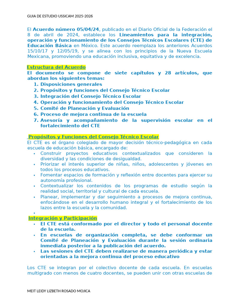 Guía CTE 2025-2026: Lineamientos y Funciones | PDF | Plan de estudios ...