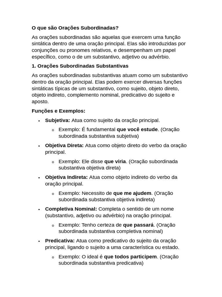 O Que São Orações Subordinadas | PDF | Linguística | Sintaxe