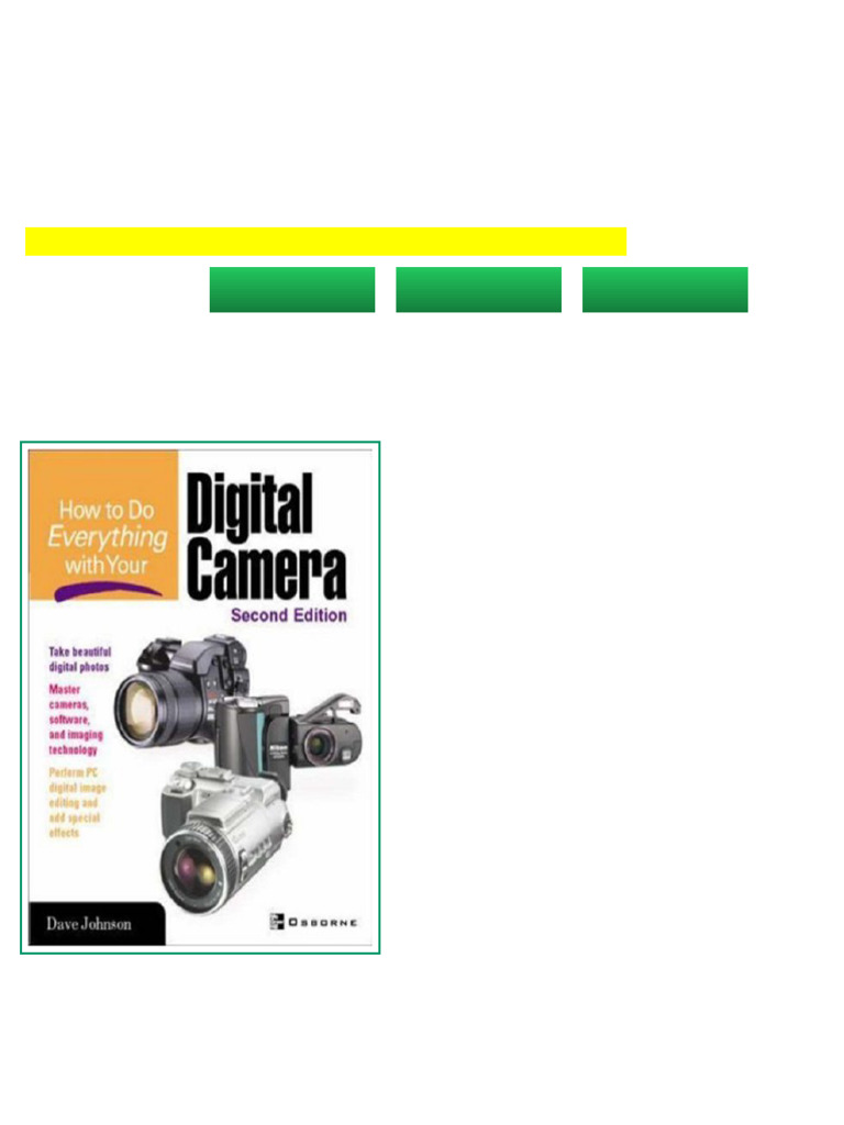 How To Do Everything with Your Digital Camera 2nd Edition Dave Johnson ...