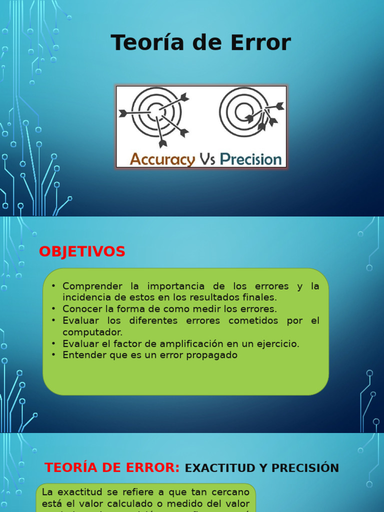 Teoría de Errores en Mediciones Numéricas | PDF | Exactitud y precisión ...