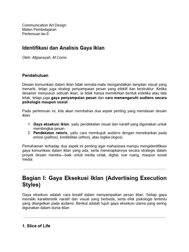 Gaya Iklan dan Strategi Retoris dalam Desain | PDF