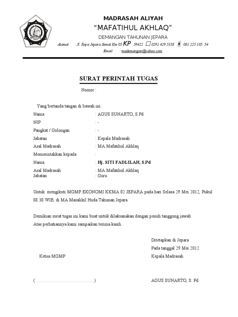 Surat Tugas Mgmp