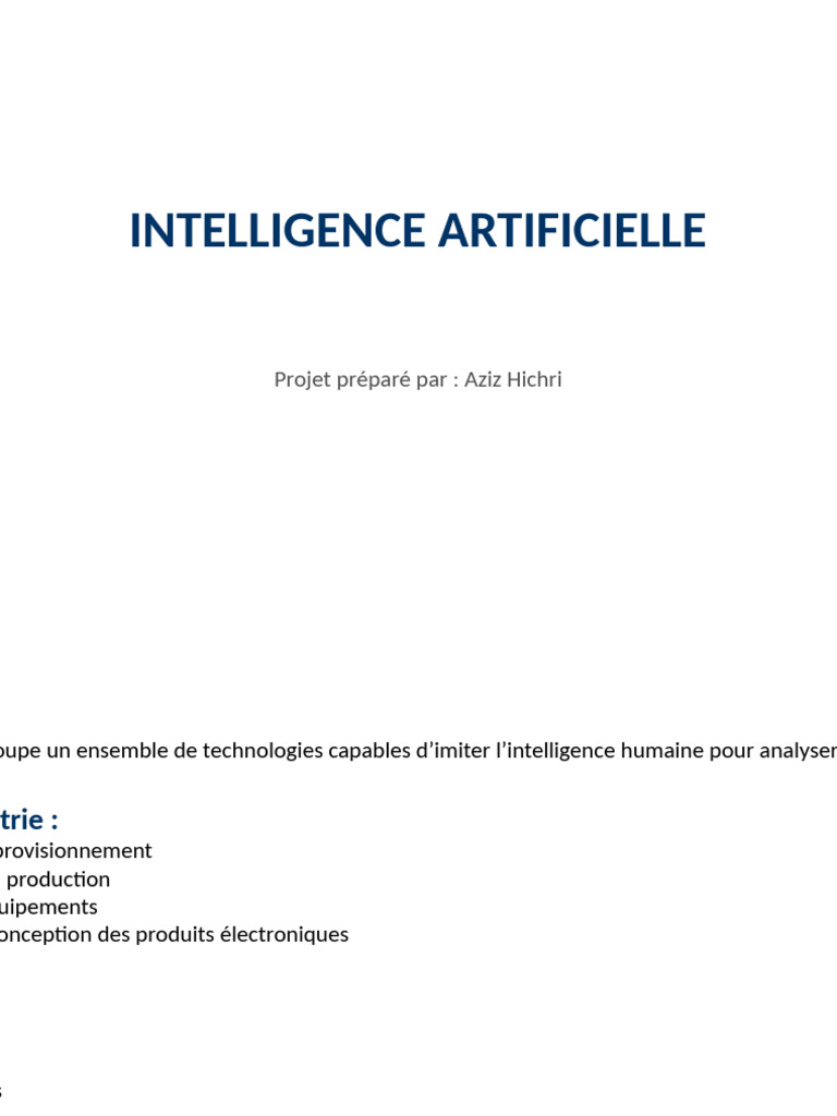 Applications de l'Intelligence Artificielle | PDF