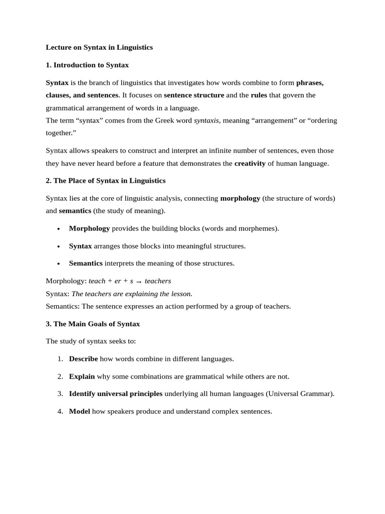 Understanding Syntax in Linguistics | PDF