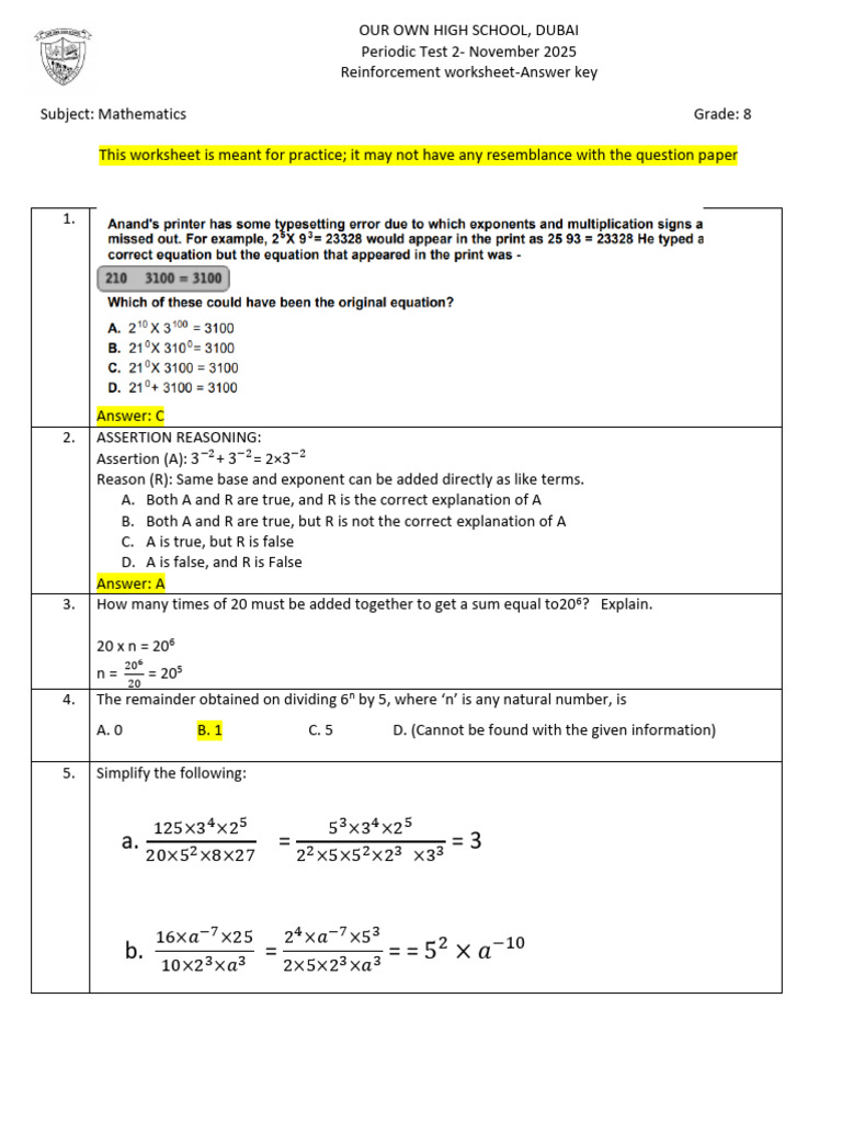 Grade 8 Math Test Answer Key | PDF | Area | Length