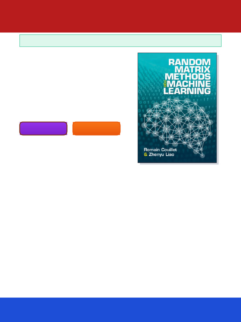 Random Matrix Methods for Machine Learning 1st Edition Romain Couillet ...