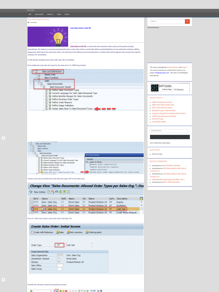Cash Sales Order Process in SAP SD | PDF | Software | Computing