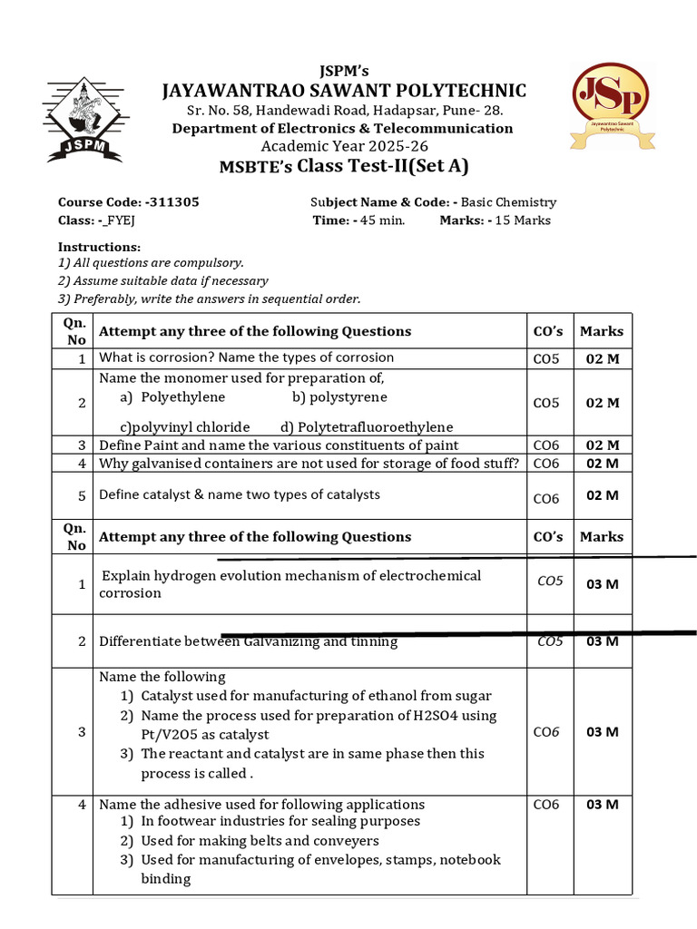 SW-2 Paper 25-26 Set-A QP | PDF
