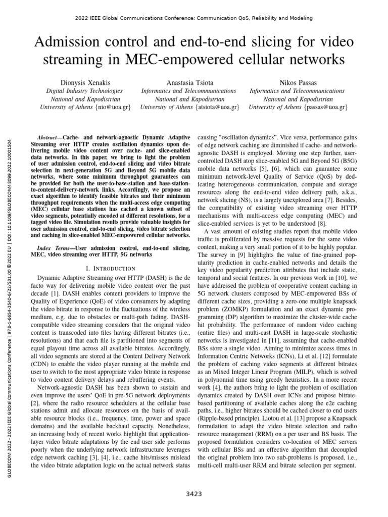 Admission Control and End-To-End Slicing For Video Streaming in MEC ...