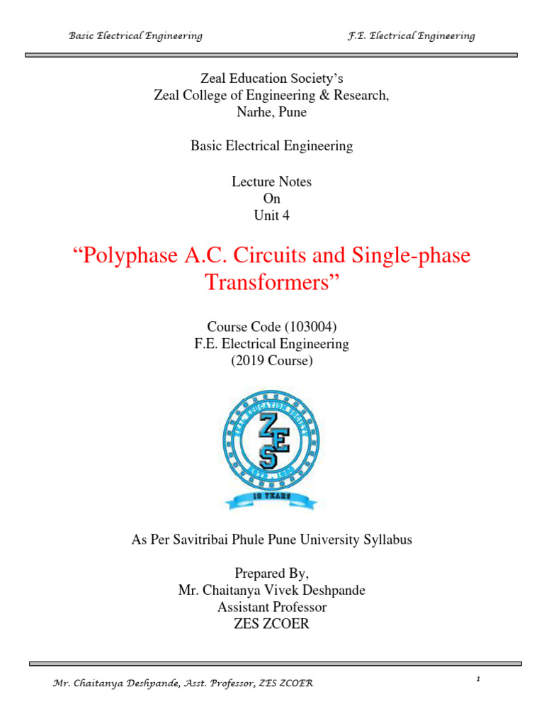 Polyphase AC Circuits & Transformers Notes | PDF | Transformer ...