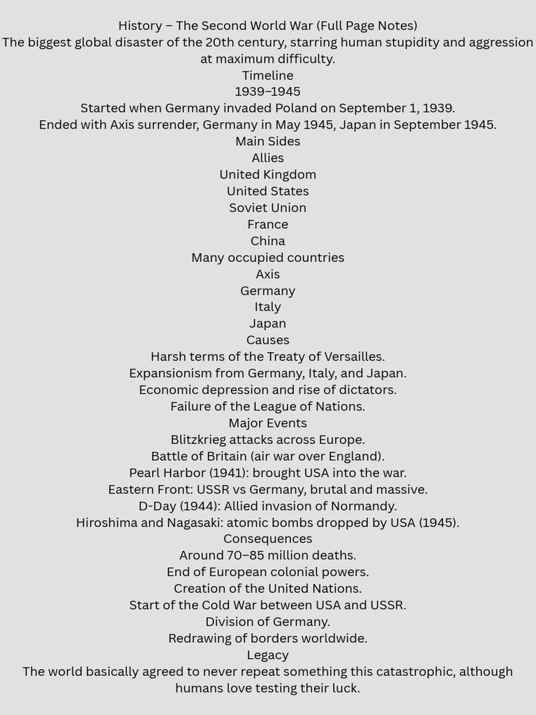 Overview of World War II Events and Impact | PDF