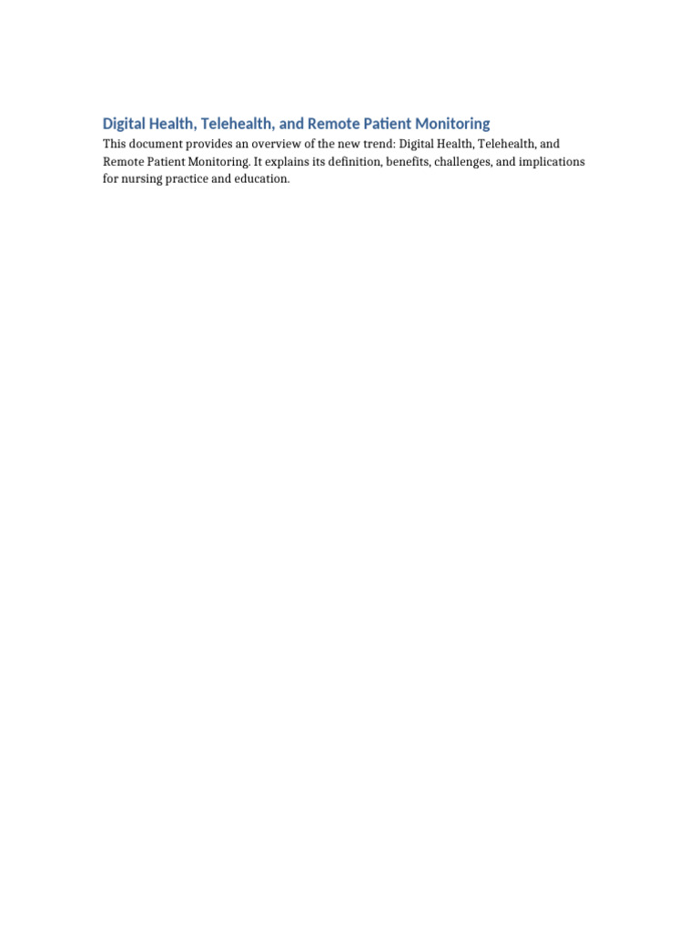 Digital Health and Telehealth Overview | PDF