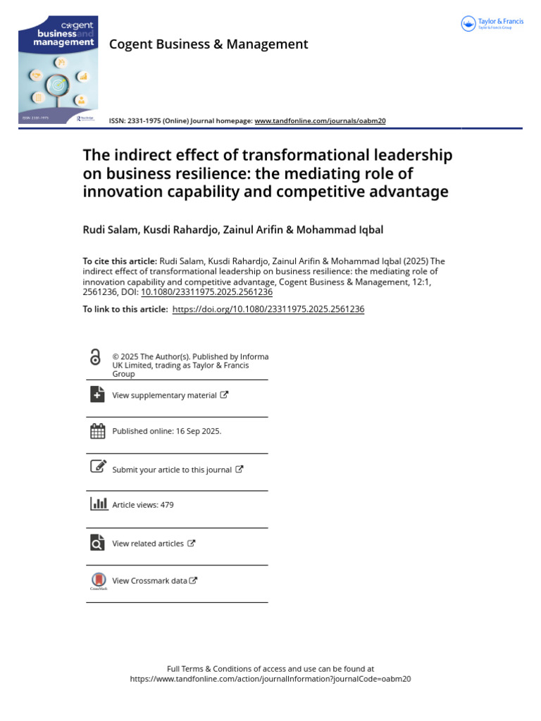Transformational Leadership & Business Resilience | PDF | Leadership ...