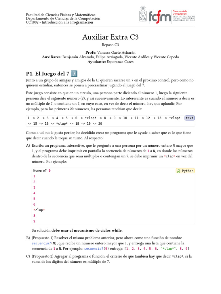 Auxiliar Extra Repaso C3 | PDF | Python (lenguaje de programación)