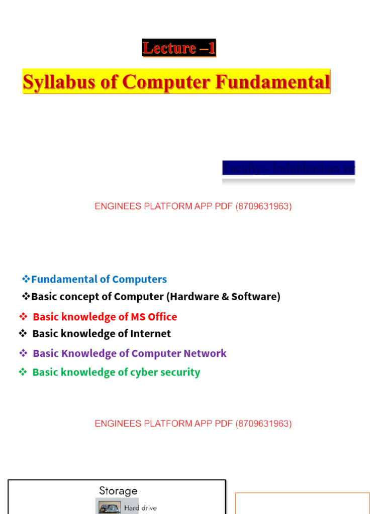 Computer Fundamentals Course Overview | PDF | Random Access Memory ...