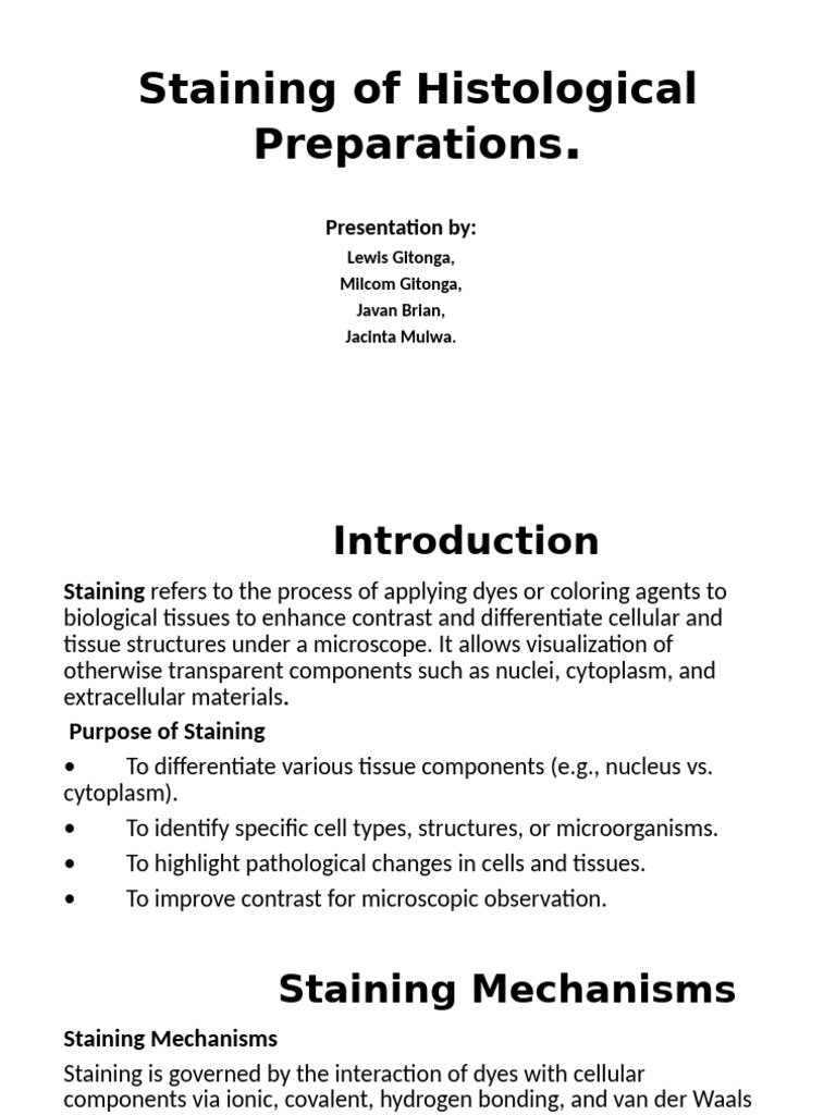 Staining of Histological Preparations | PDF | Staining | Cytopathology
