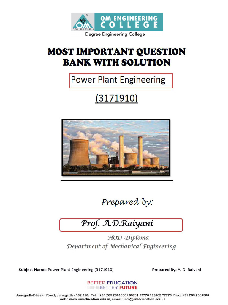 b7. Ppe - Most Imp Question Bank Solution-1 | PDF | Cogeneration | Turbine