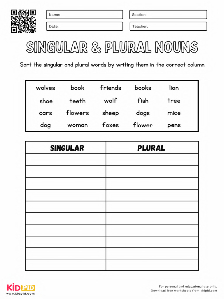 Irregular Plural Nouns Worksheets 5xebem | PDF