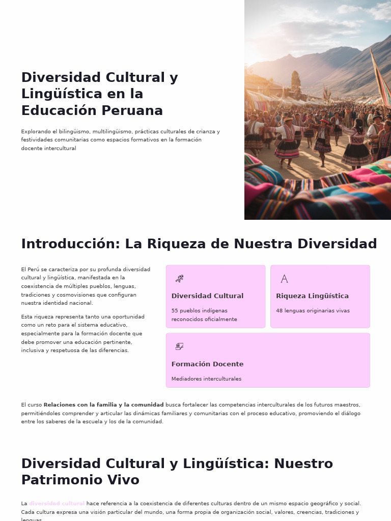 Diversidad Cultural en la Educación Peruana | PDF | Multilingüismo ...