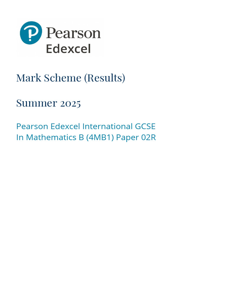 Edexcel International GCSE Math Marking Guide | PDF | Mathematics ...