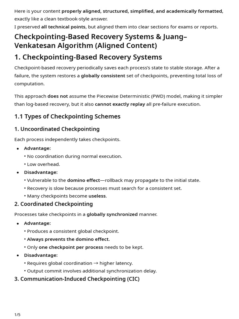 Checkpointing-Based Recovery Systems | PDF | Applied Mathematics ...