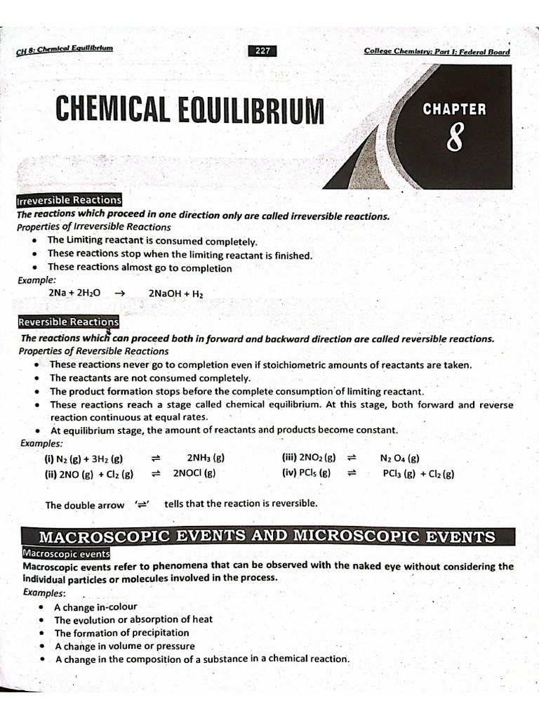 Part 1 CH 08 Chemical Equilibrium | PDF