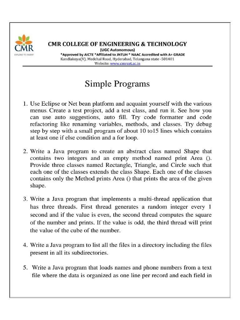 Program List (Oops) | PDF