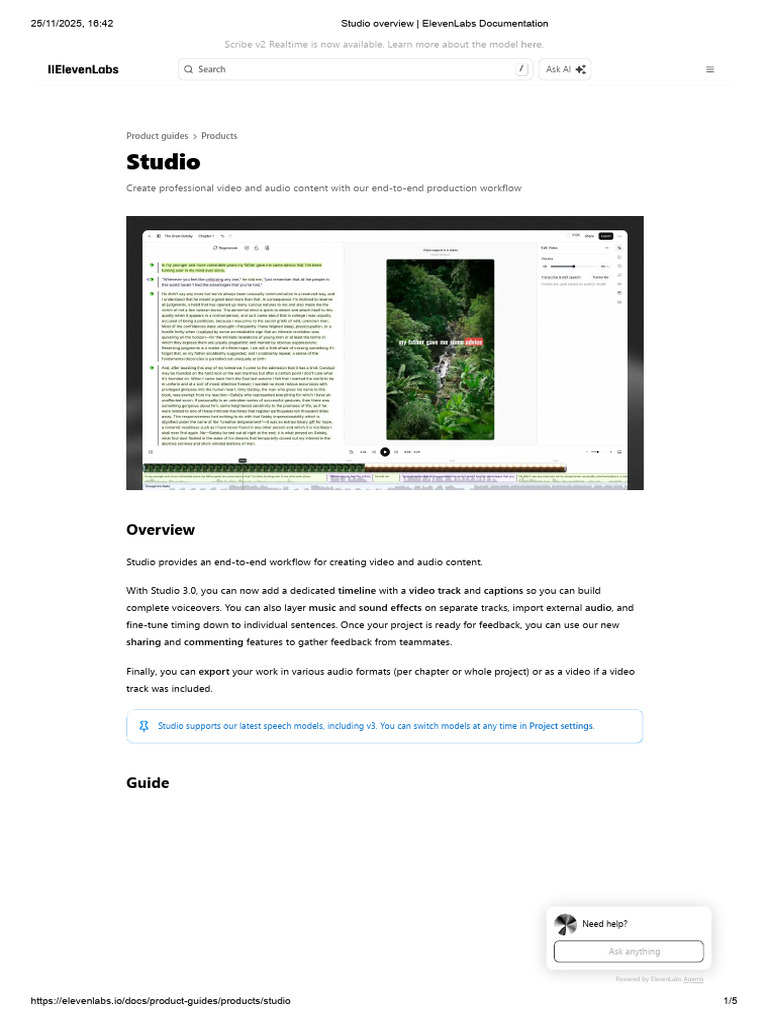 ElevenLabs Studio: Video & Audio Creation | PDF | Mp3 | Computing