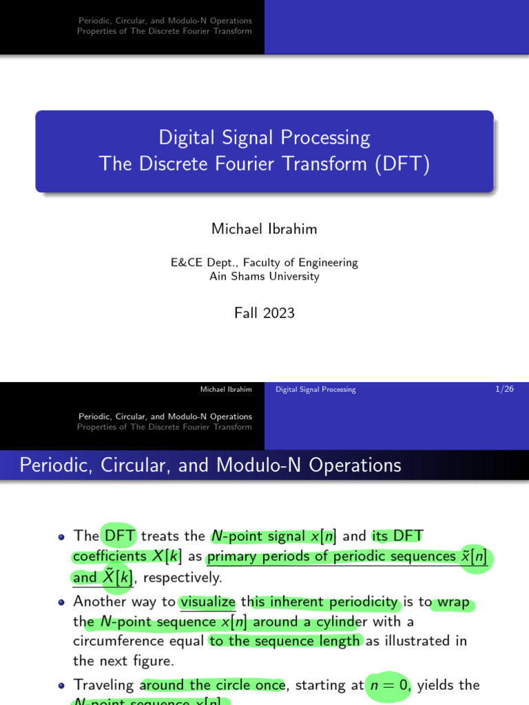 (4.3) DFT | PDF | Discrete Fourier Transform | Digital Signal Processing