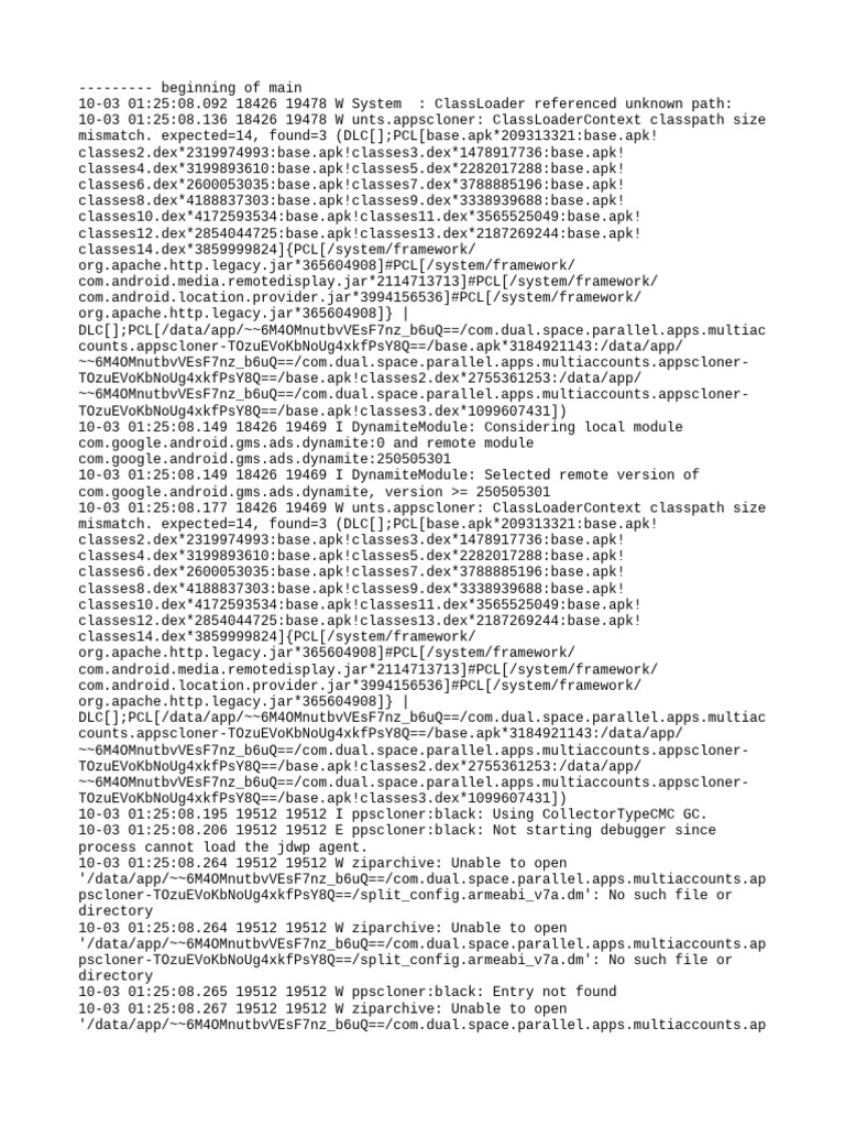 Apps Cloner ClassLoader Errors Log | PDF | Android (Operating System ...