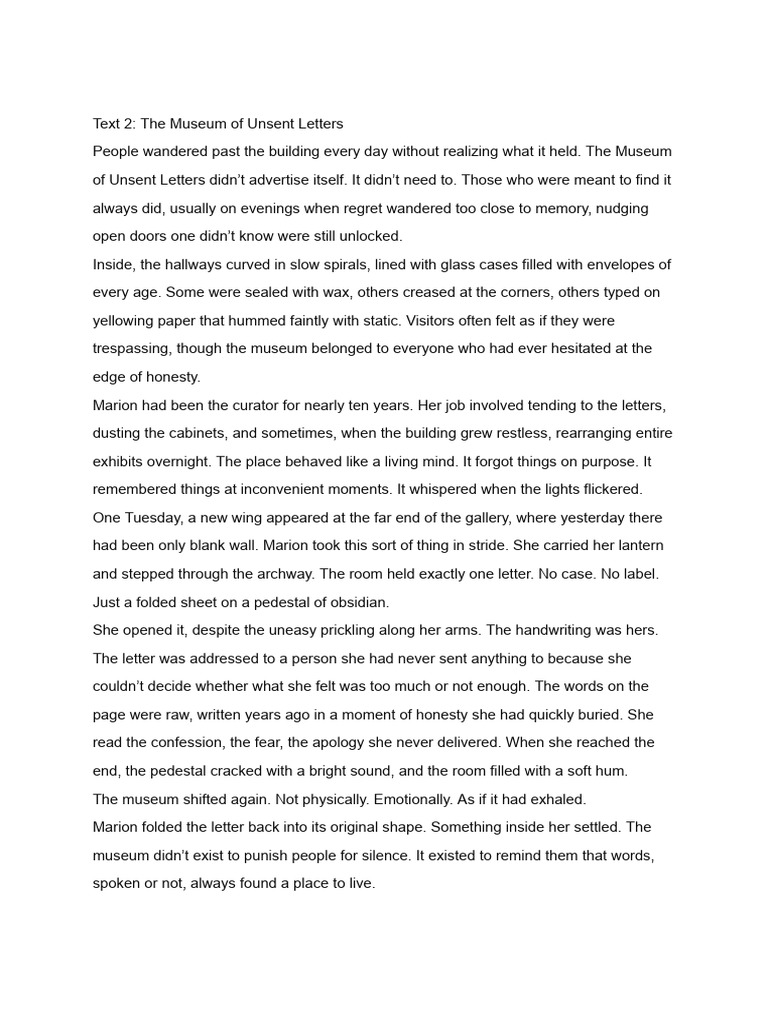 Museum of Unsent Letters | PDF