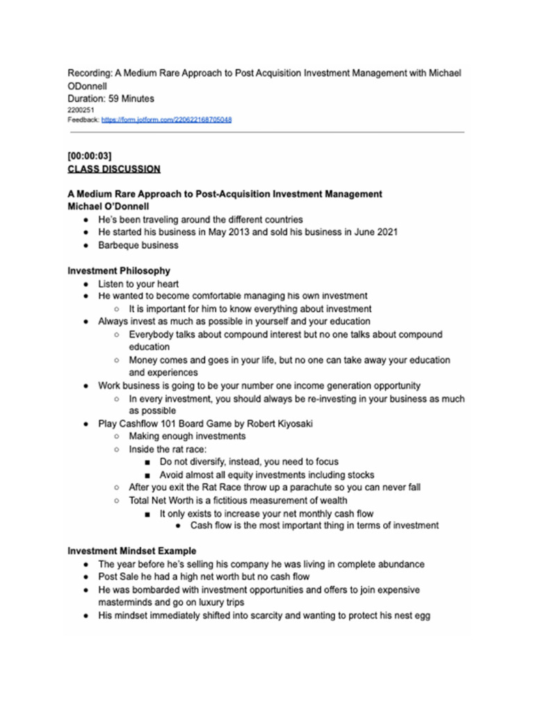 A Medium Rare Approach To Post Acquisition Management With Michael O ...