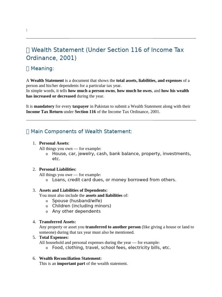 Wealth and Income Statement | PDF | Income Statement | Expense