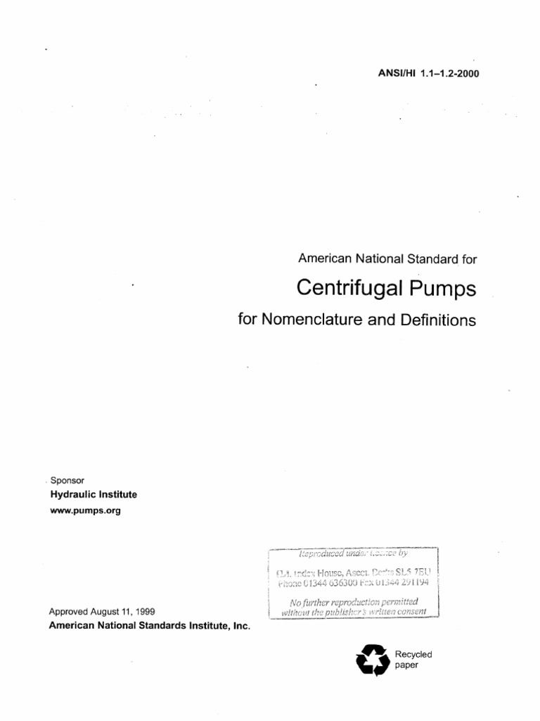 ANSI-HI Centrifugal Pumps | PDF