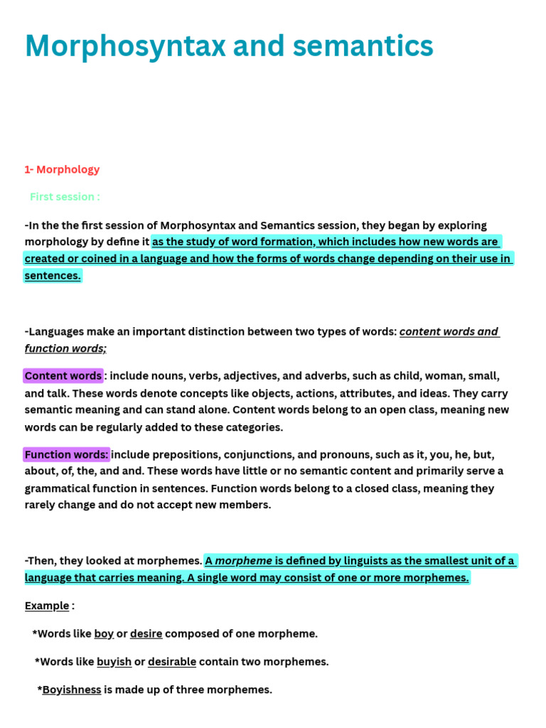 Morphosyntax&semantics | PDF | Word | Morphology (Linguistics)