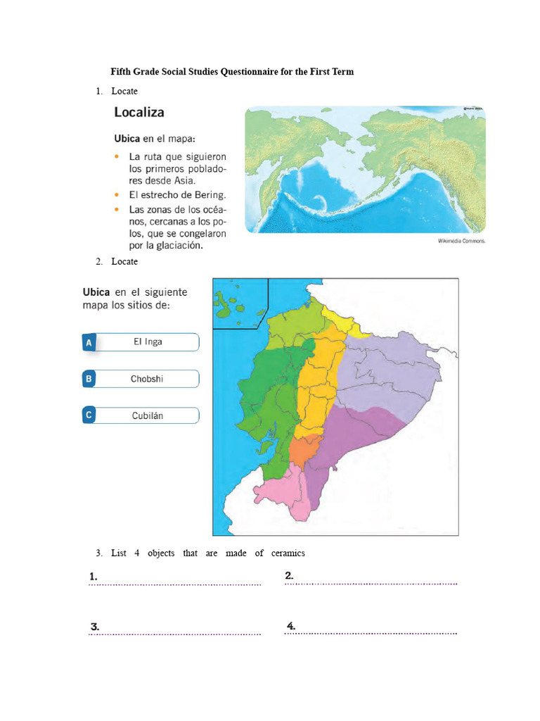 Fifth Grade Social Studies Questionnaire For The First Quarter | PDF ...
