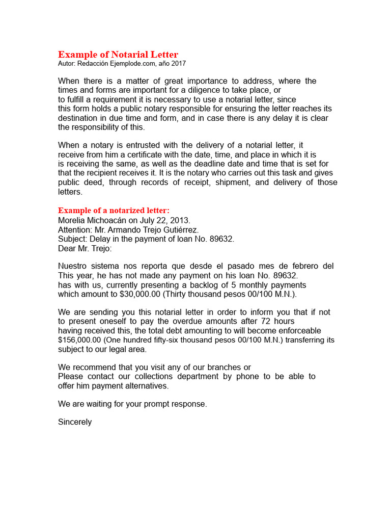 Example of Notarial Letter | PDF | Justice | Crime & Violence