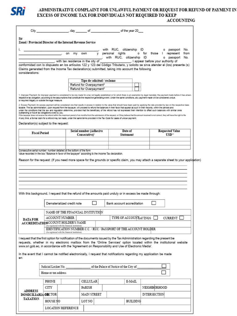 Income Tax Refund Request Template | PDF | Tax Refund | Taxes