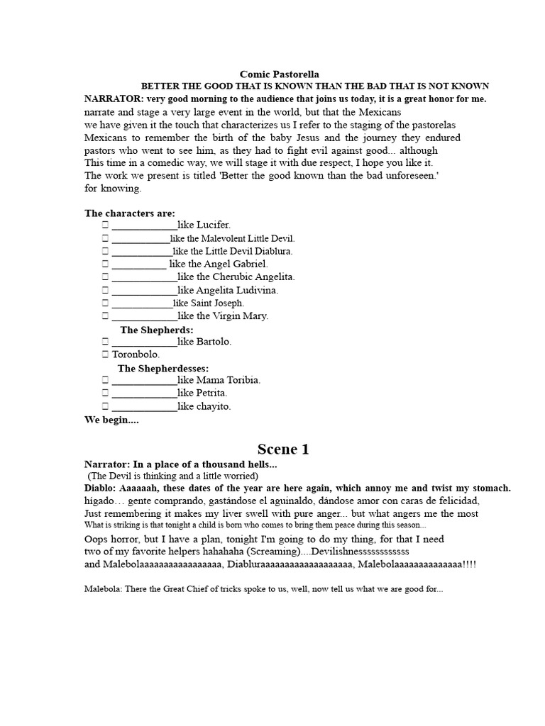 Mexican Pastorella Comedy Script | PDF | Devil | Satan