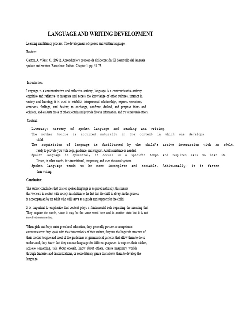 Language Development in Children | PDF | Language Acquisition | Literacy