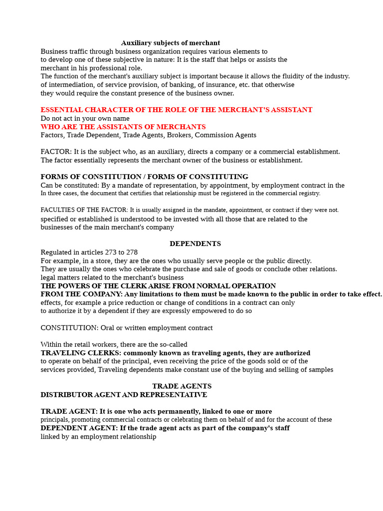 Merchant Auxiliary Roles Explained | PDF | Employment | Civil Law ...